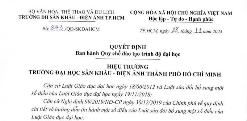 Quy chế đào tạo trình độ Đại học